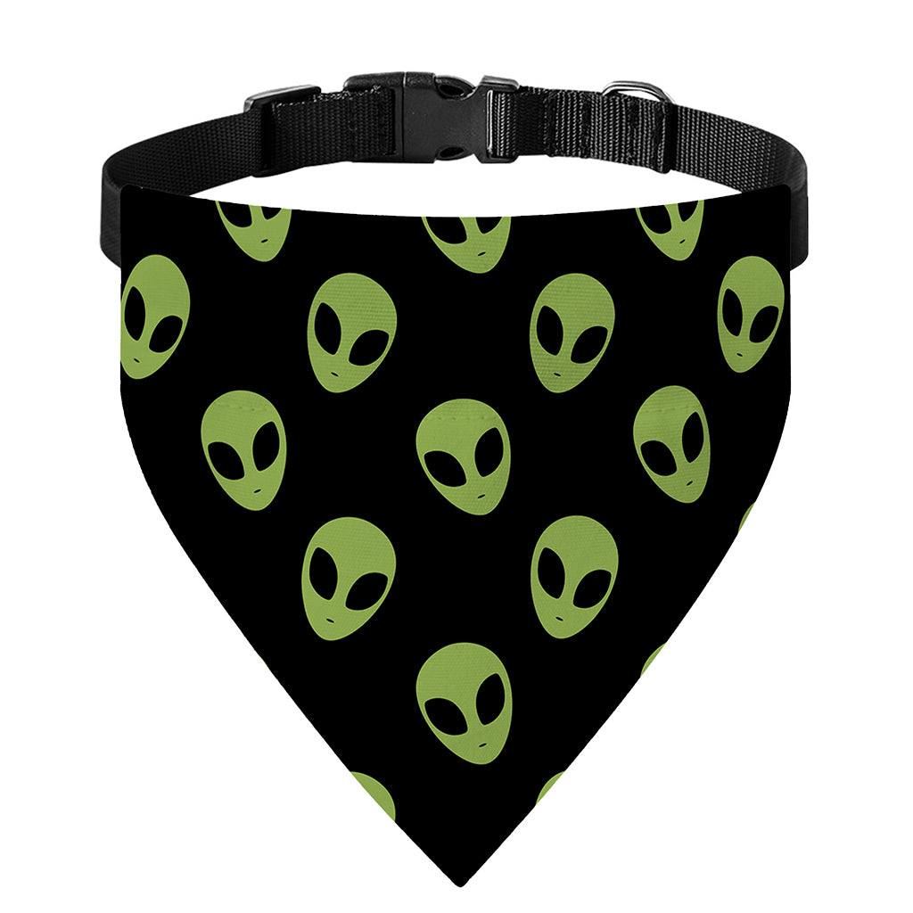 Green Alien Face Pattern Print Over The Collar Dog Bandana