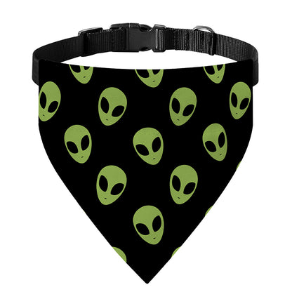 Green Alien Face Pattern Print Over The Collar Dog Bandana