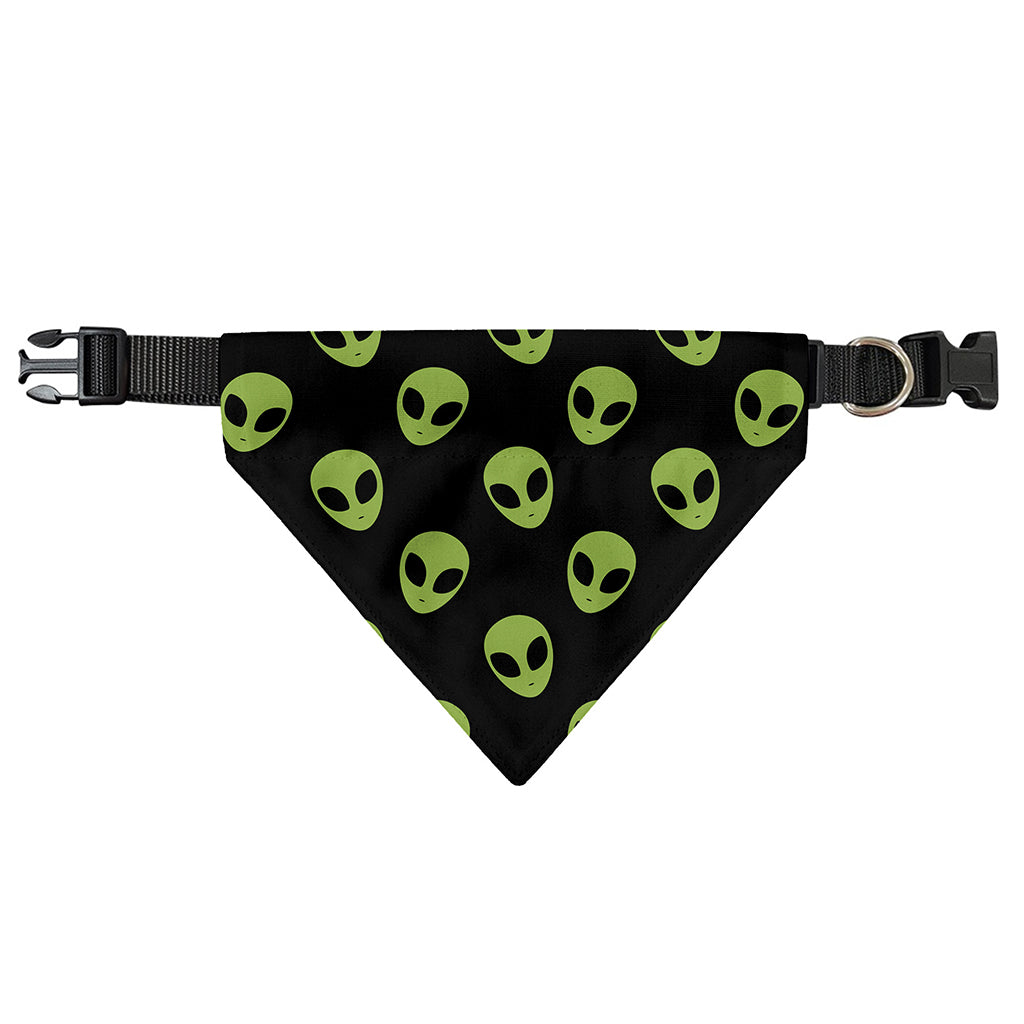 Green Alien Face Pattern Print Over The Collar Dog Bandana