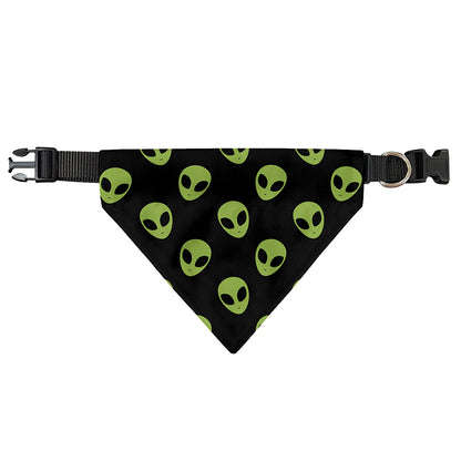 Green Alien Face Pattern Print Over The Collar Dog Bandana