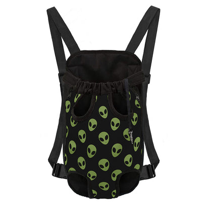 Green Alien Face Pattern Print Pet Carrier Backpack