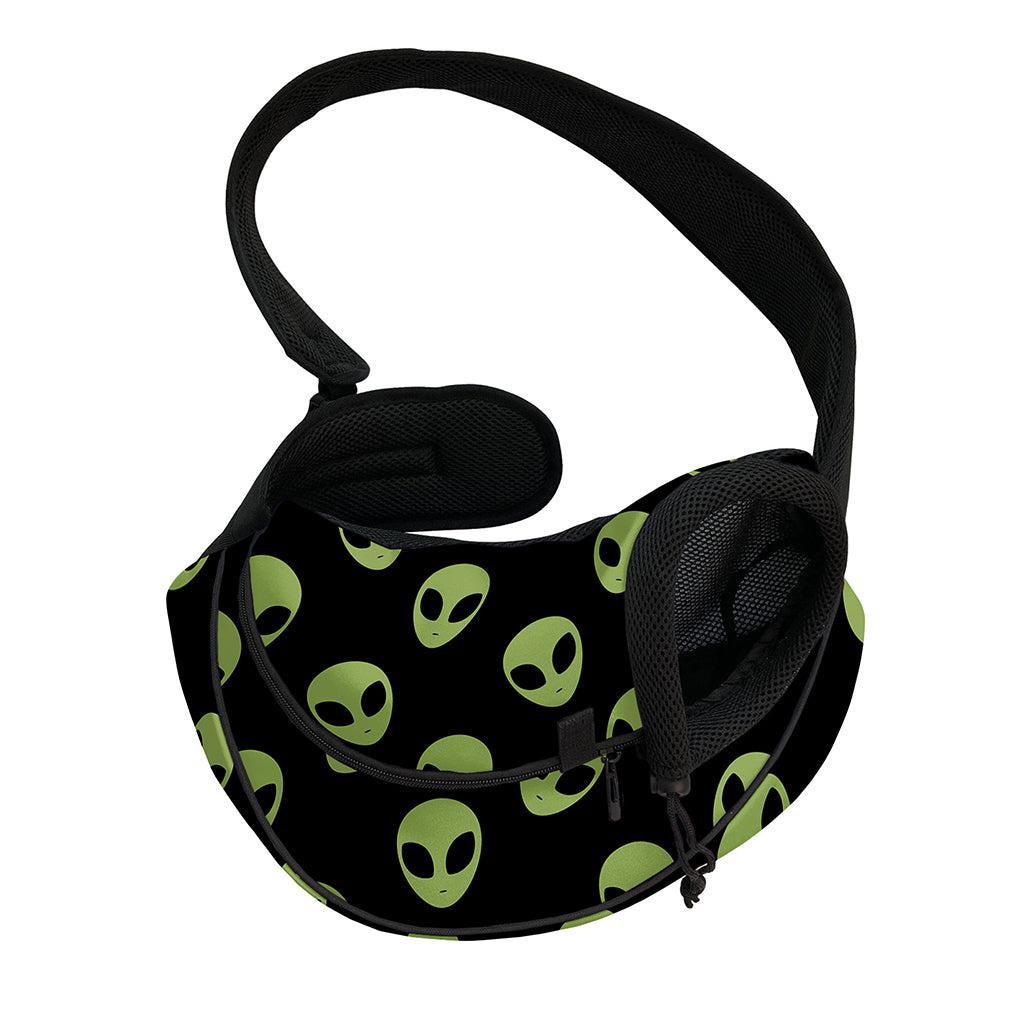 Green Alien Face Pattern Print Pet Sling Carrier