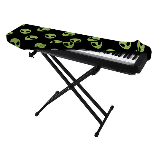 Green Alien Face Pattern Print Piano Keyboard Cover