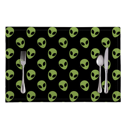 Green Alien Face Pattern Print Placemat