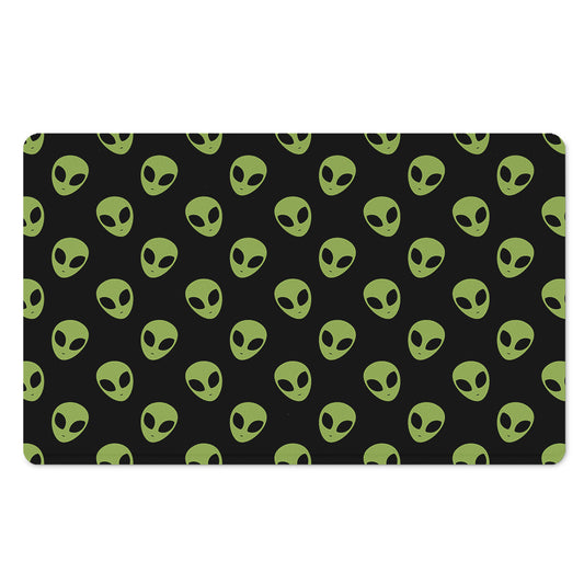 Green Alien Face Pattern Print Polyester Doormat