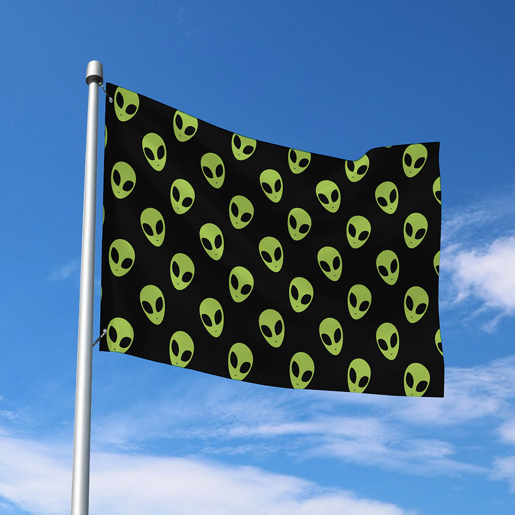 Green Alien Face Pattern Print Polyester Flag