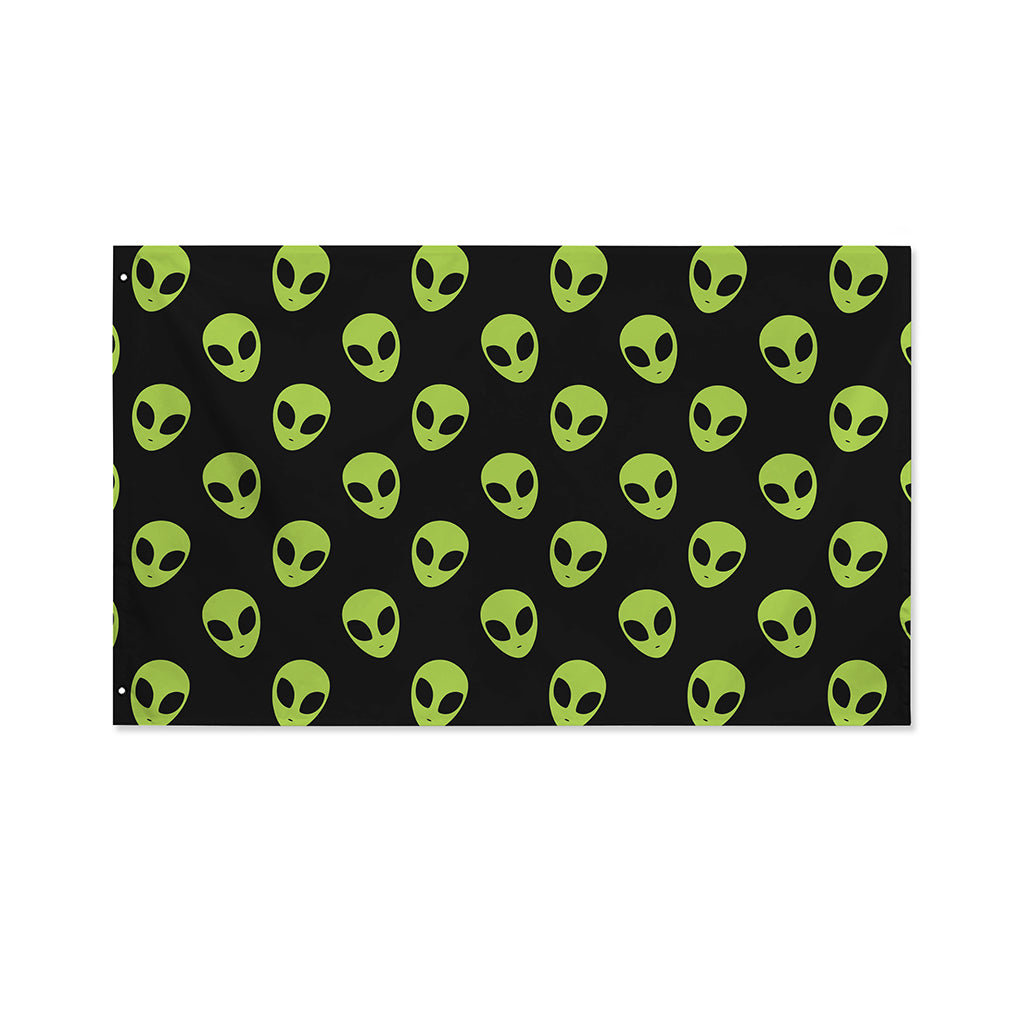 Green Alien Face Pattern Print Polyester Flag