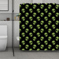 Green Alien Face Pattern Print Polyester Shower Curtain
