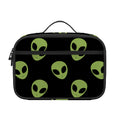 Green Alien Face Pattern Print Portable Lunch Bag
