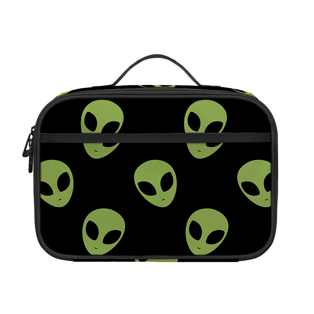Green Alien Face Pattern Print Portable Lunch Bag