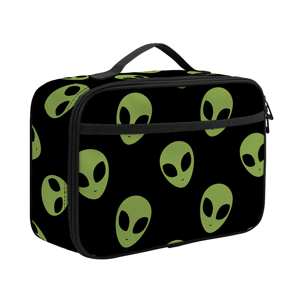 Green Alien Face Pattern Print Portable Lunch Bag