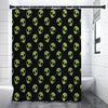 Green Alien Face Pattern Print Premium Shower Curtain