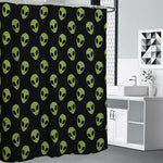 Green Alien Face Pattern Print Premium Shower Curtain