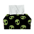Green Alien Face Pattern Print Rectangle Tissue Box Cover