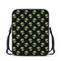 Green Alien Face Pattern Print Rectangular Crossbody Bag