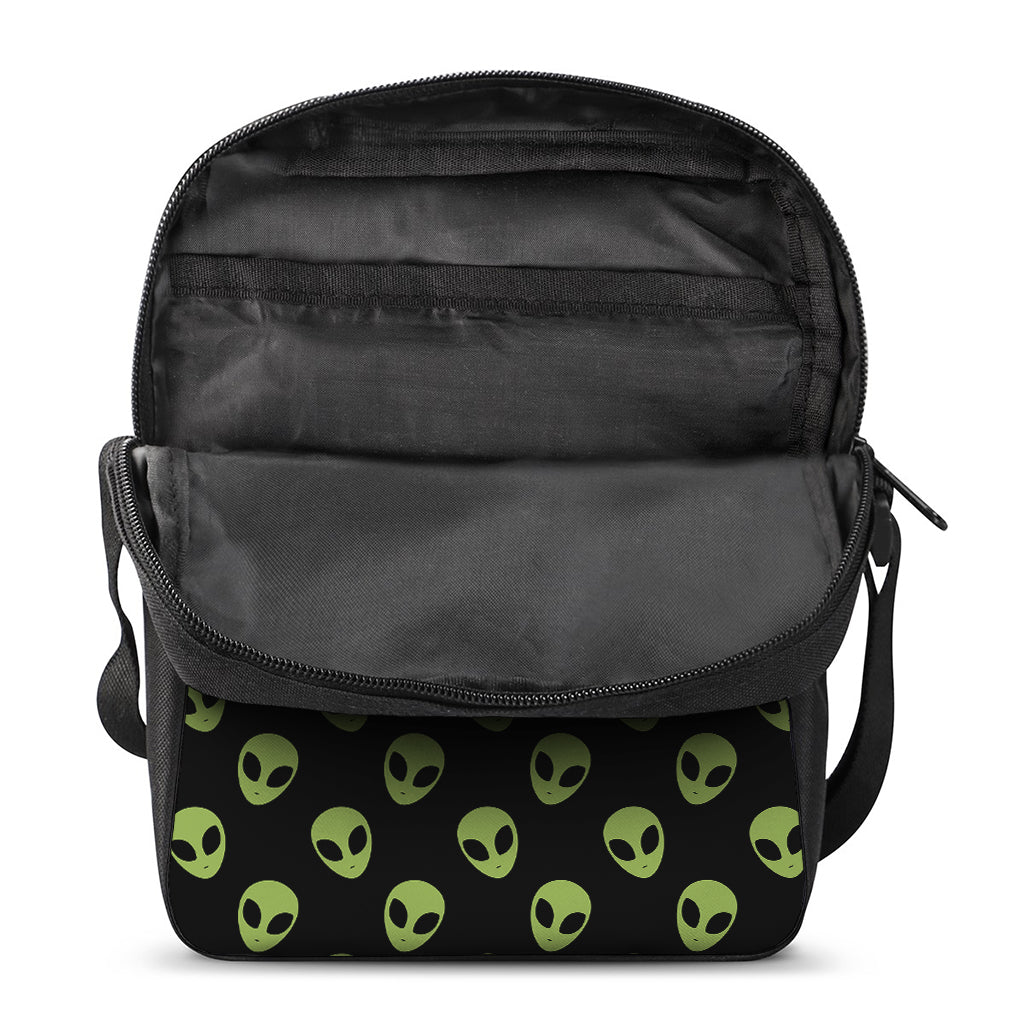 Green Alien Face Pattern Print Rectangular Crossbody Bag