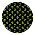 Green Alien Face Pattern Print Round Floor Mat