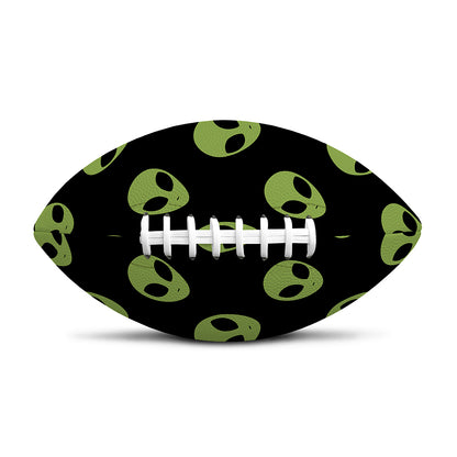 Green Alien Face Pattern Print Rugby Ball