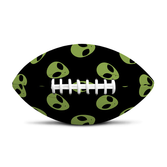 Green Alien Face Pattern Print Rugby Ball