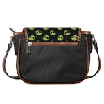 Green Alien Face Pattern Print Saddle Bag