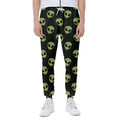 Green Alien Face Pattern Print Joggers