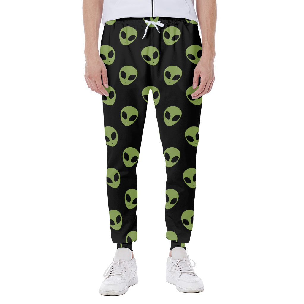 Green Alien Face Pattern Print Scuba Joggers