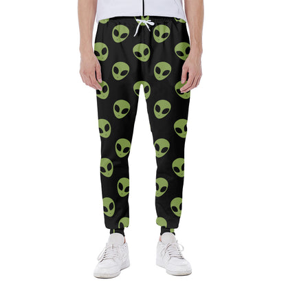Green Alien Face Pattern Print Scuba Joggers