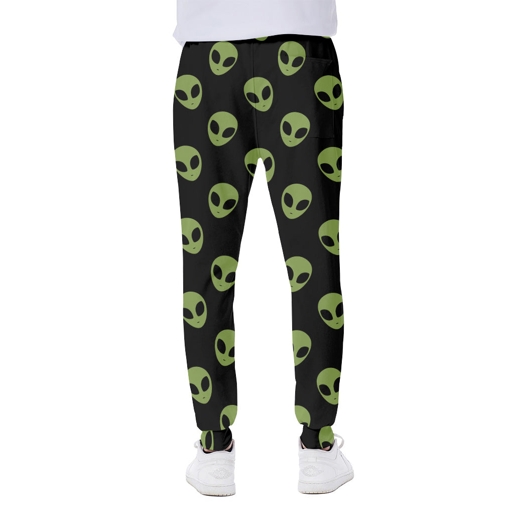 Green Alien Face Pattern Print Scuba Joggers