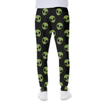Green Alien Face Pattern Print Scuba Joggers