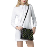 Green Alien Face Pattern Print Shoulder Handbag