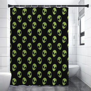 Green Alien Face Pattern Print Shower Curtain