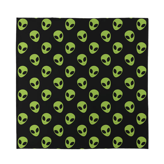 Green Alien Face Pattern Print Silk Bandana