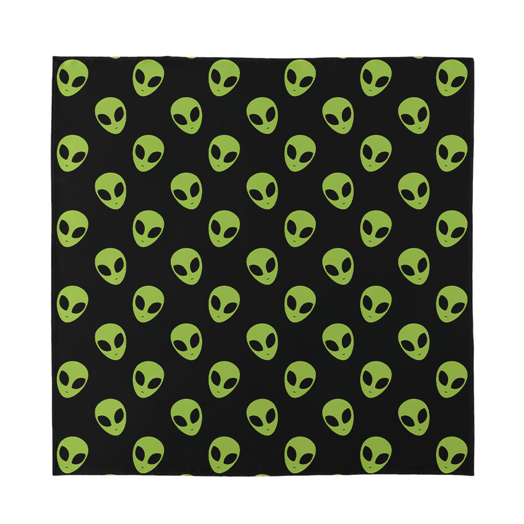 Green Alien Face Pattern Print Silk Bandana