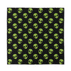 Green Alien Face Pattern Print Silk Bandana