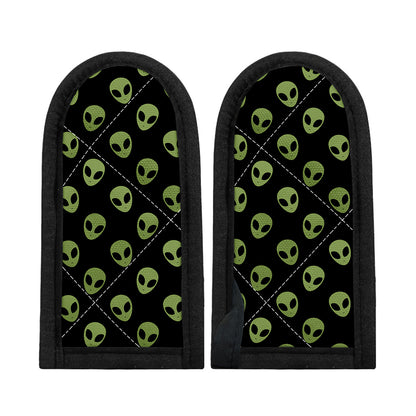 Green Alien Face Pattern Print Skillet Handle Cover