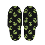 Green Alien Face Pattern Print Slippers