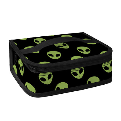Green Alien Face Pattern Print Small Lunch Bag