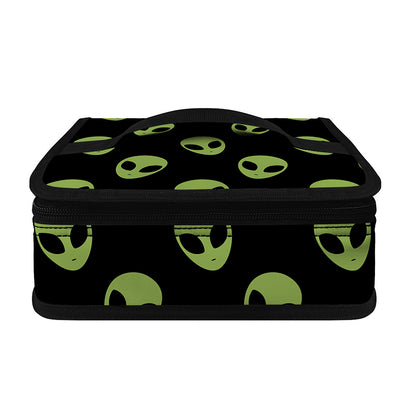 Green Alien Face Pattern Print Small Lunch Bag