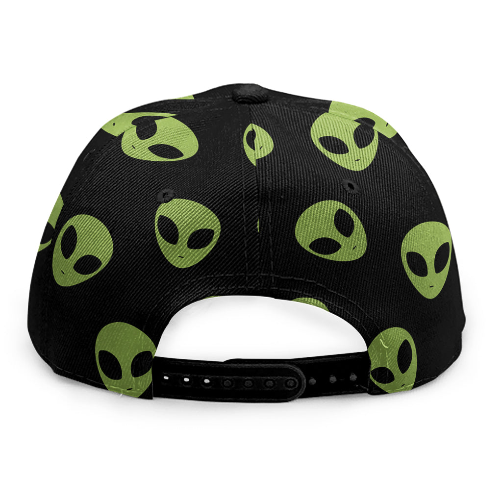 Green Alien Face Pattern Print Snapback Cap