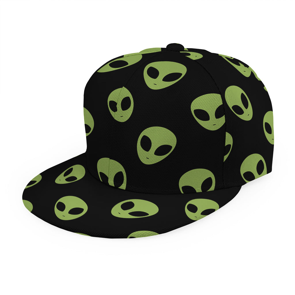 Green Alien Face Pattern Print Snapback Cap