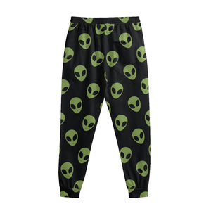 Green Alien Face Pattern Print Sweatpants