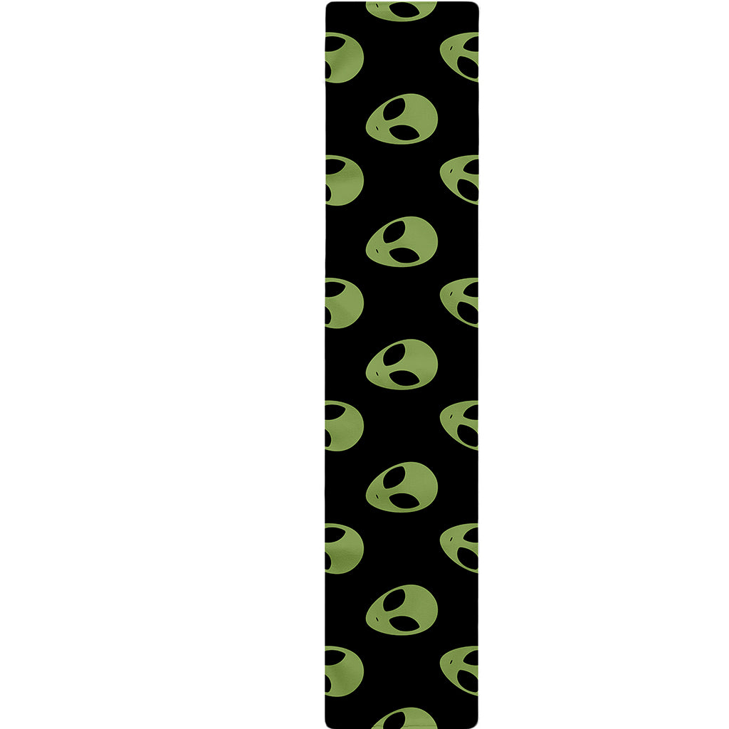 Green Alien Face Pattern Print Table Runner