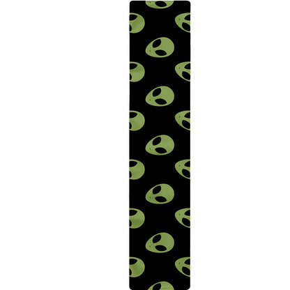 Green Alien Face Pattern Print Table Runner