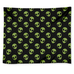 Green Alien Face Pattern Print Tapestry
