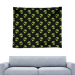 Green Alien Face Pattern Print Tapestry