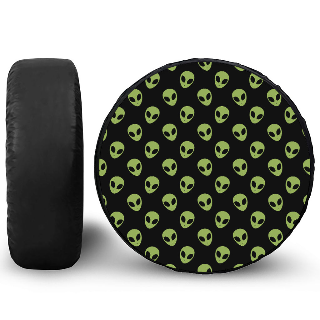 Green Alien Face Pattern Print Tire Cover