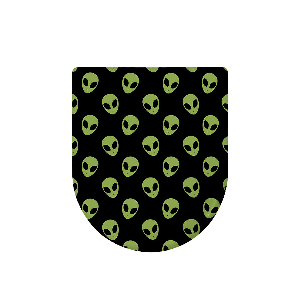 Green Alien Face Pattern Print Toilet Lid Cover