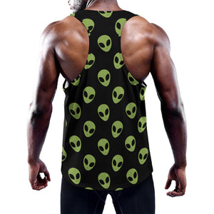 Green Alien Face Pattern Print Training Tank Top