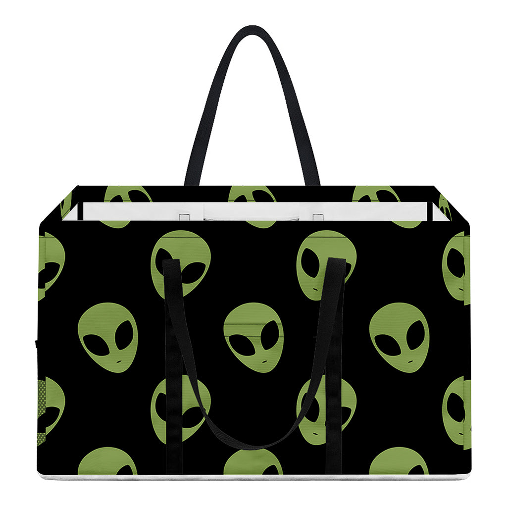 Green Alien Face Pattern Print Utility Tote Bag