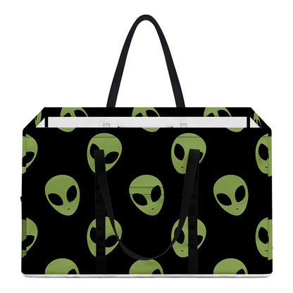 Green Alien Face Pattern Print Utility Tote Bag